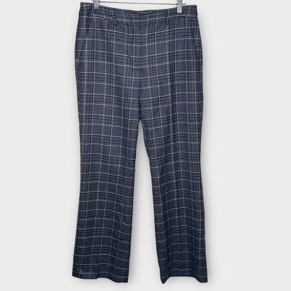 MAXMARA weekend gray/navy/tan wool wide leg dress pants size 10 preppy office - Picture 2 of 8